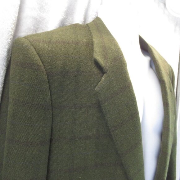 VTG Giorgio Armani Mens Classic Sport Coat One Button Plaid Green Wool 42R ITALY - Picture 8 of 16
